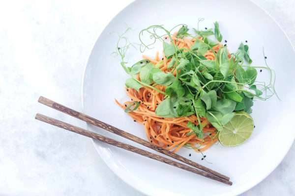 Pea tendril pad thai